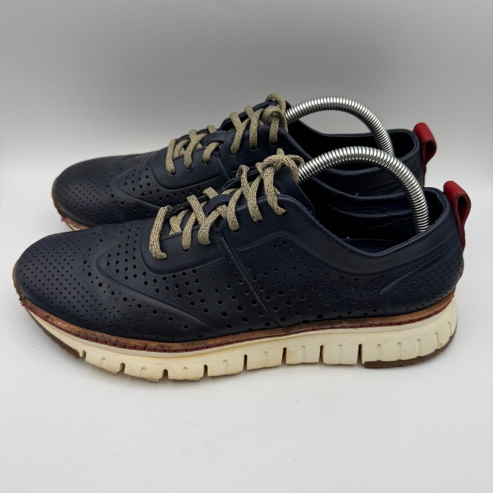 Cole Haan Oxford Shoes Zerogrand Wingtip Perforated Leather‎ Blue Mens 10M